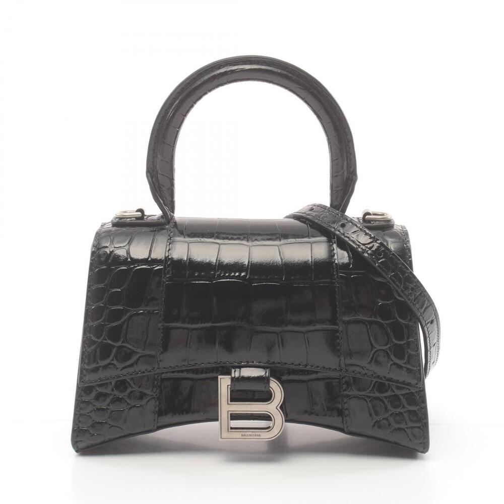 Balenciaga Hourglass Handbag Leather Black
